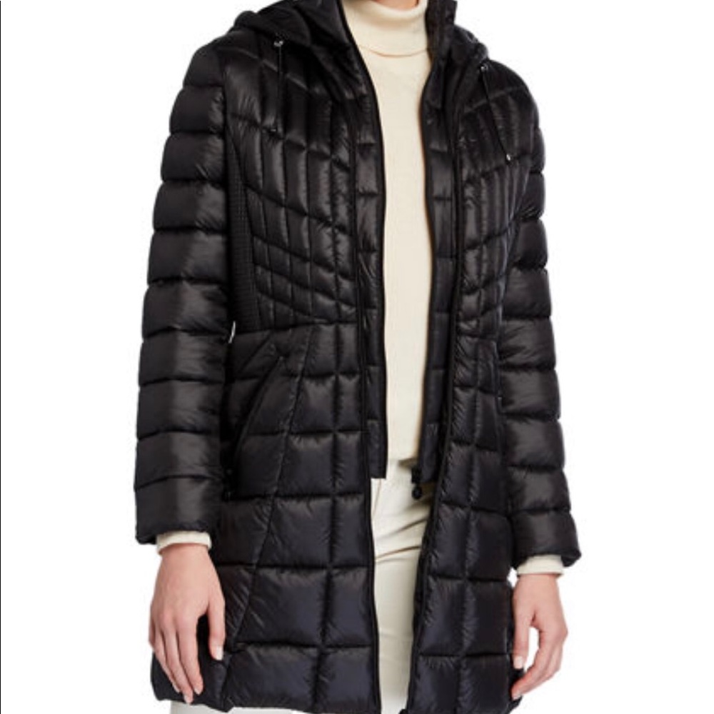 Bernardo hooded packable walker coat Small Black